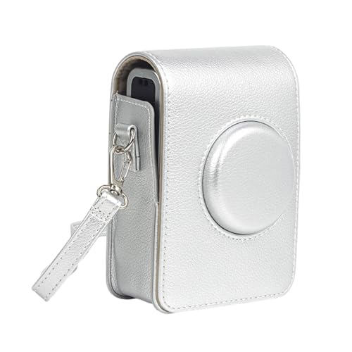 Domasvmd Kameratasche für EVO PU Tasche Leicht und Kamera Schultertasche mit verstellbarem Gurt Lederhalter EVO PU Hülle, silber von Domasvmd