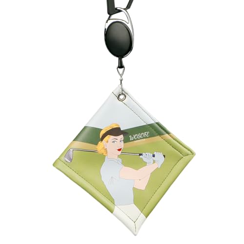 Domasvmd Quadratisches Golfball-Reinigungstuch mit einziehbarer Schlüsselanhänger-Schnalle, Mini-Golfball-Reiniger, Wischtuch, langlebig, kleines Golftaschen-Handtuch mit Clip, Golfzubehör von Domasvmd