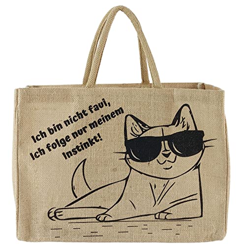 Domelo Einkaufskörbe. Bedruckte Einkaufstasche. Jute Tasche groß. Korbtasche, wasserabweisenden Strandtasche. Jutetaschen Shopper als Shopping bag. Nachhaltige Tragetasche (Katze) von Domelo