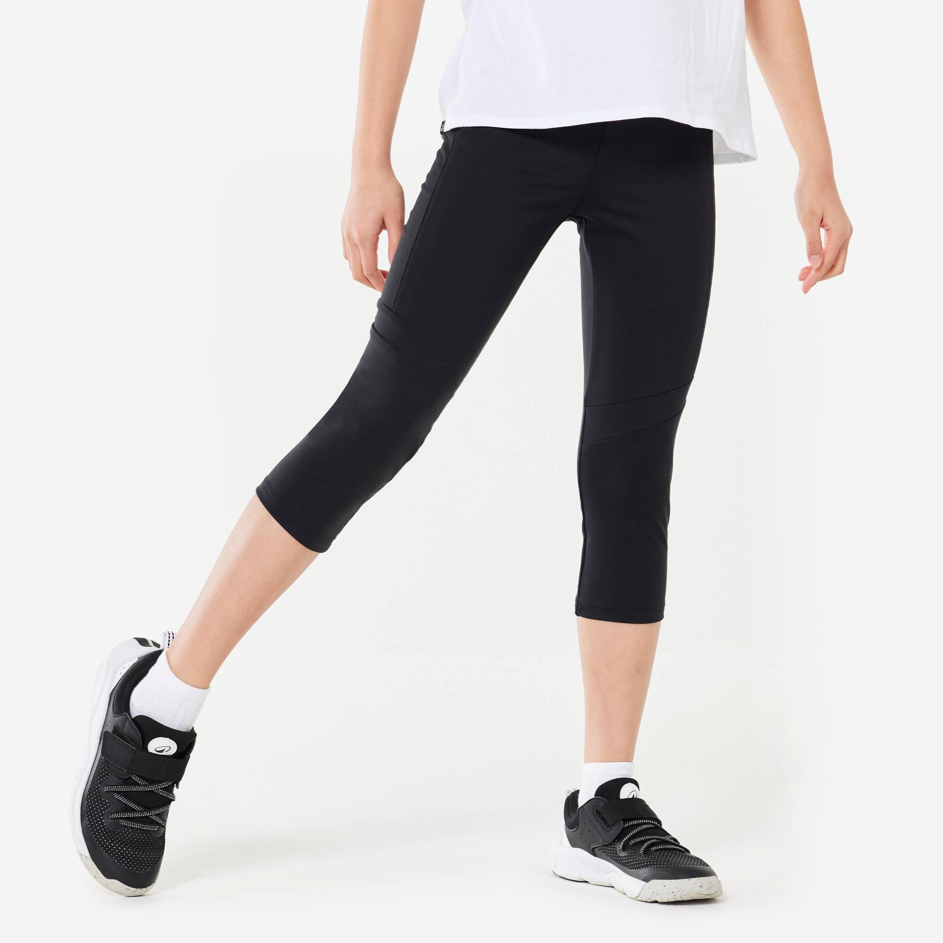 3/4-Leggings S500 atmungsaktiv Mädchen schwarz von Domyos