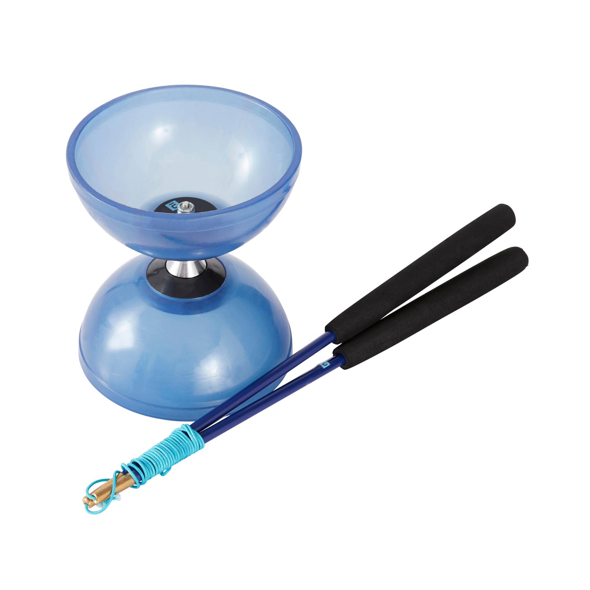 Diabolo 500 blau mit Kugellager Handstäbe aus Glasfaser + Transportbeutel von Domyos