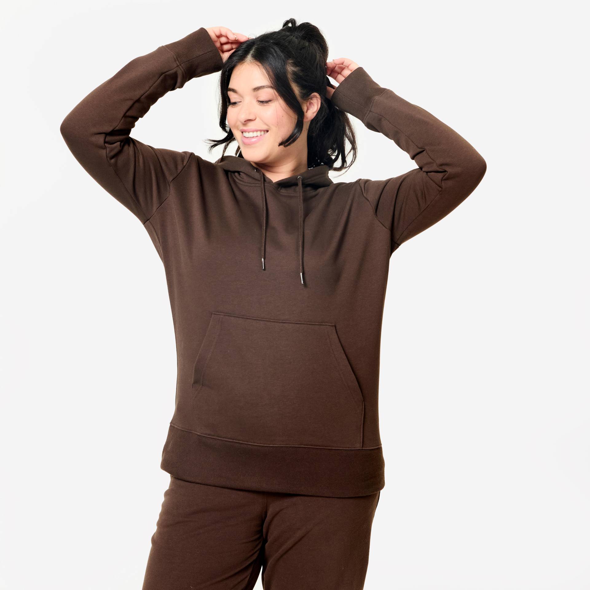 Hoodie Damen Baumwolle - braun von Domyos