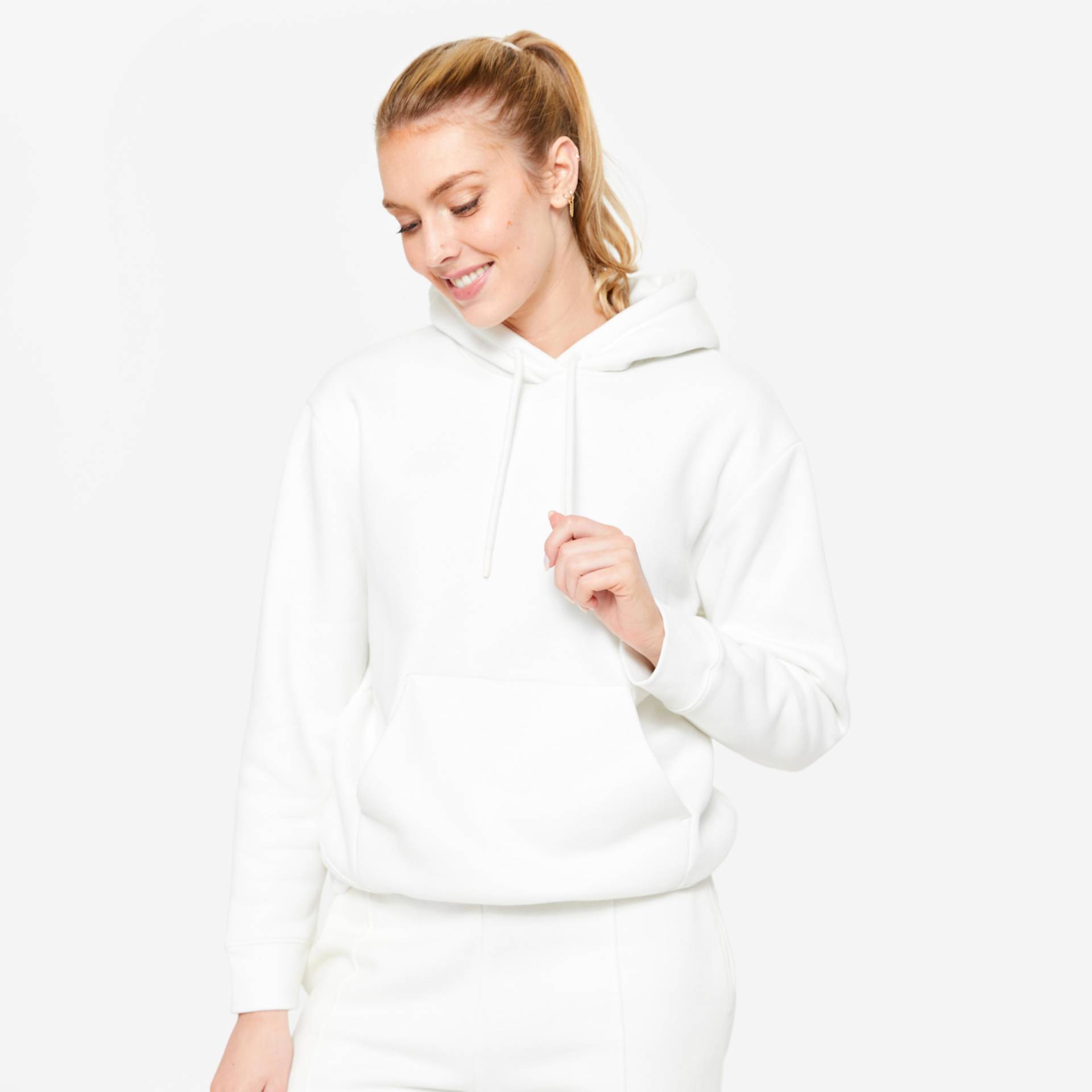 Kapuzenpullover Damen warm - 500 weiss von Domyos