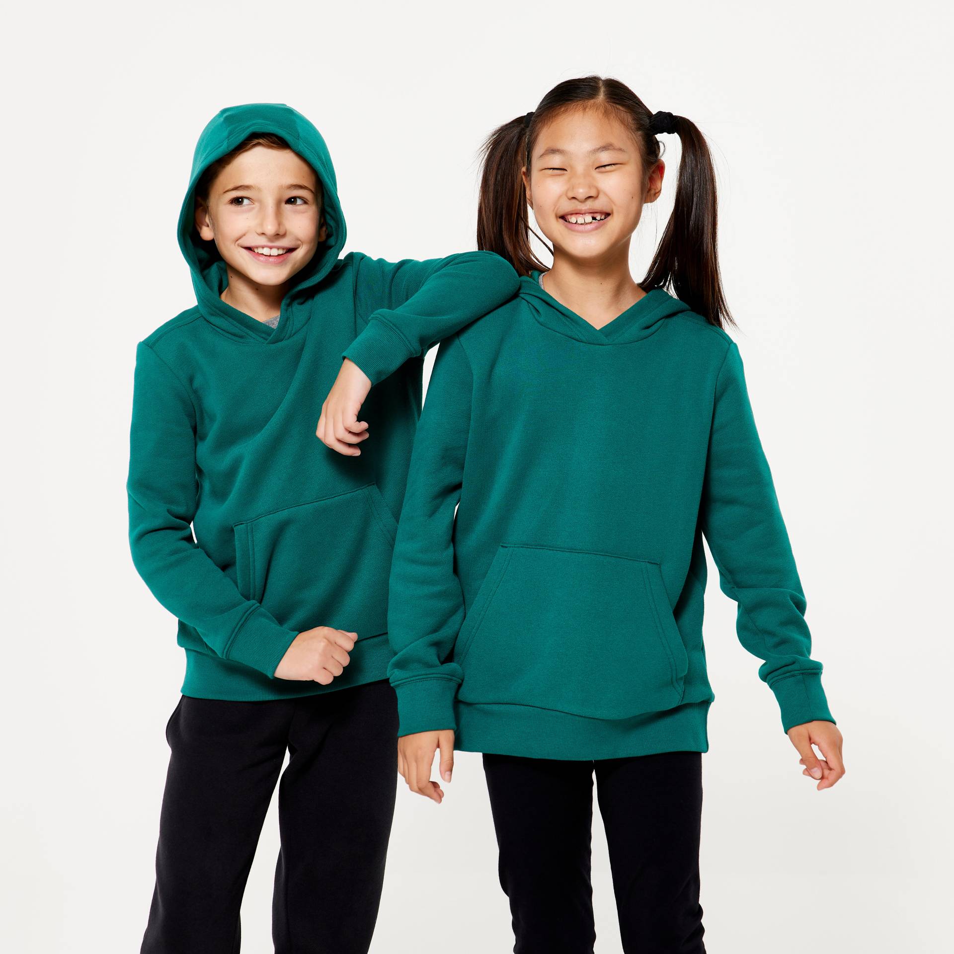 Kapuzenpullover Kinder Baumwolle - dunkelgrün von Domyos