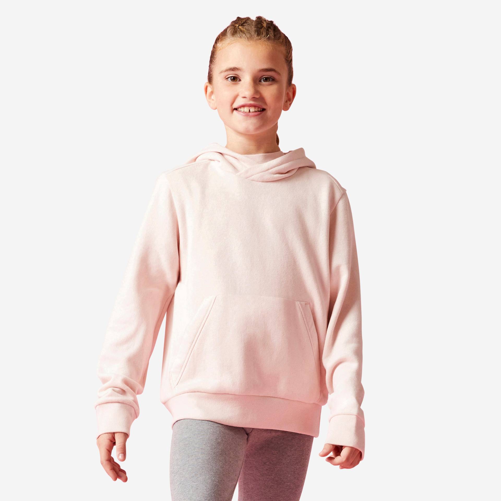 Kapuzenpullover Kinder Baumwolle - rosa von Domyos