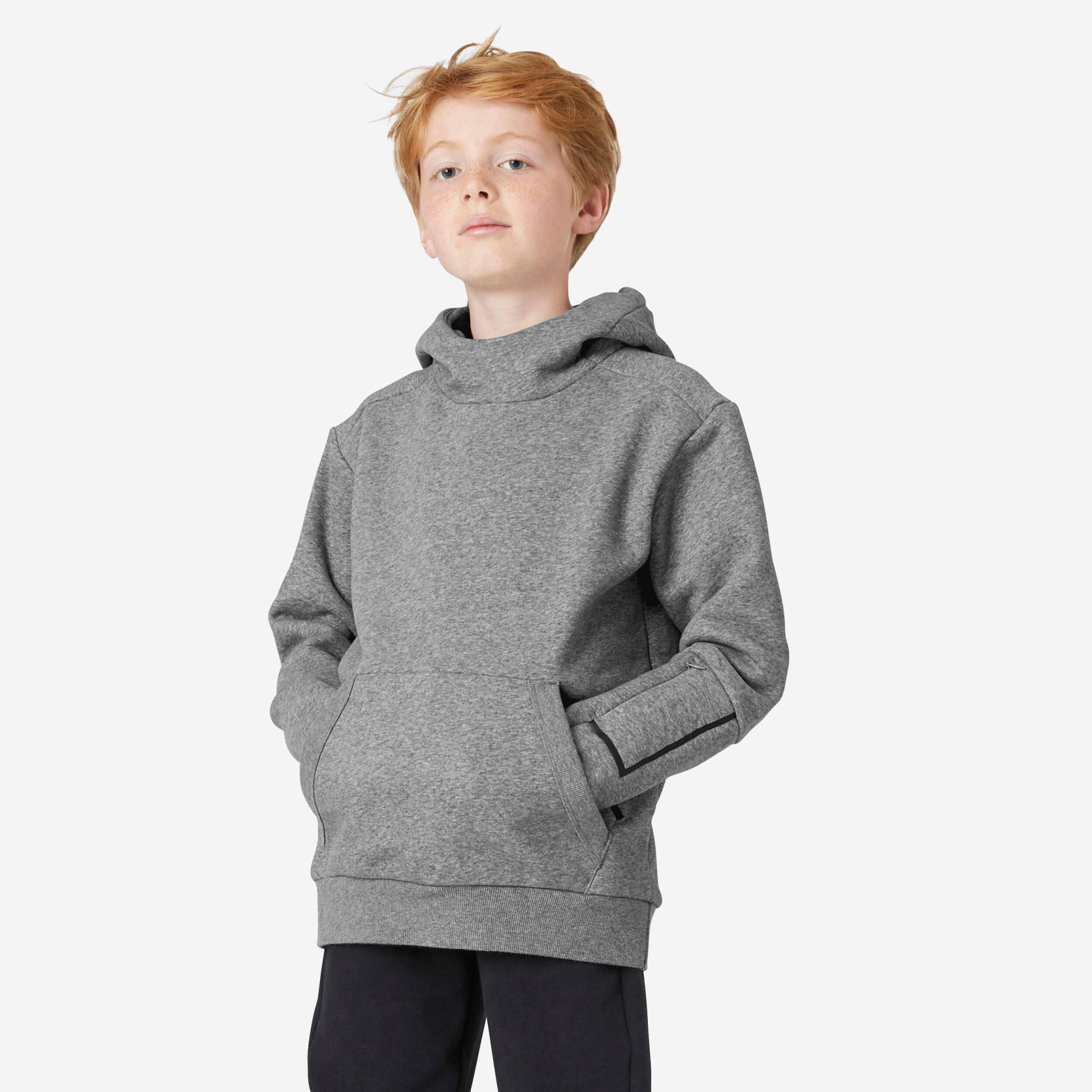 Kapuzenpullover Kinder Unisex warm - 900 grau meliert von Domyos