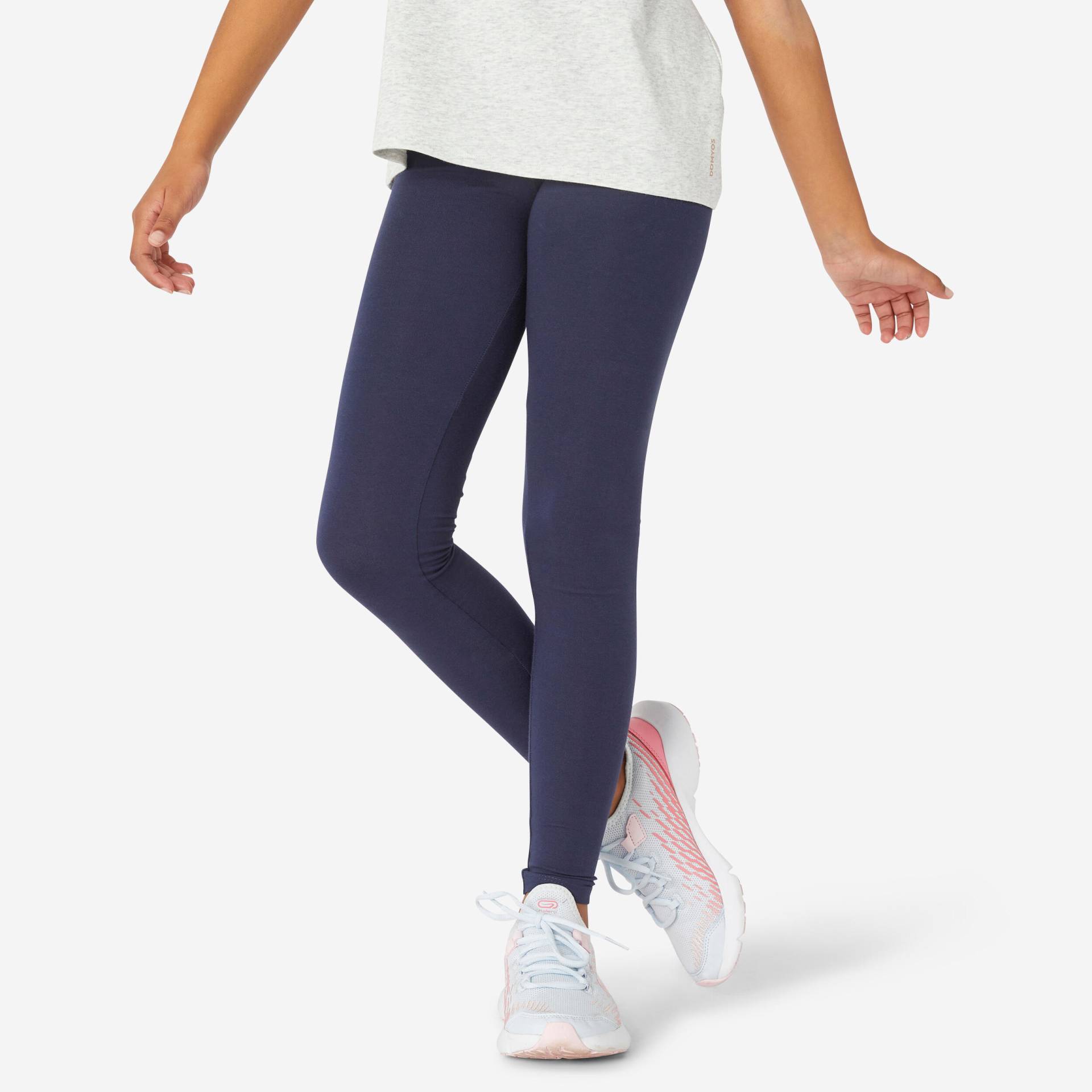 Leggings Basic Baumwolle Kinder marineblau von Domyos