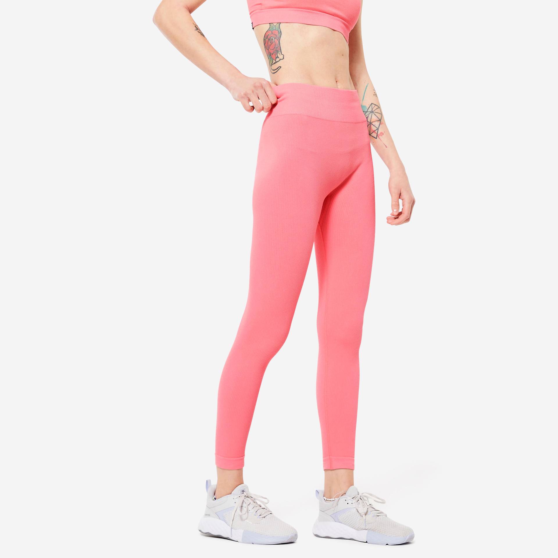 Leggings Damen Ripp - 520 rosa von Domyos