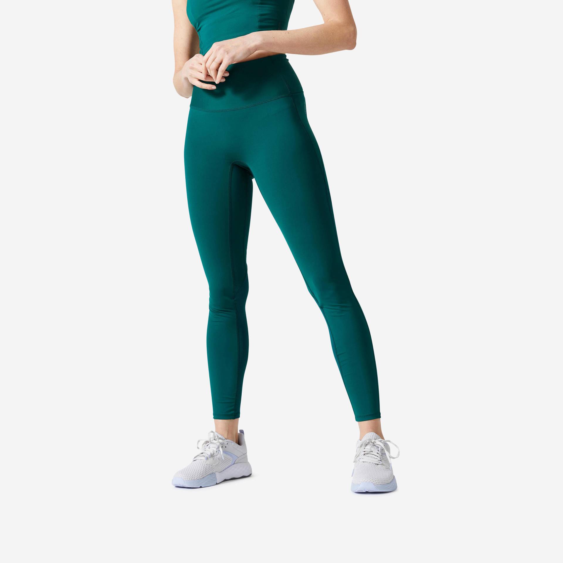 Leggings Damen hoher Taillenbund - FTI500A grün von Domyos