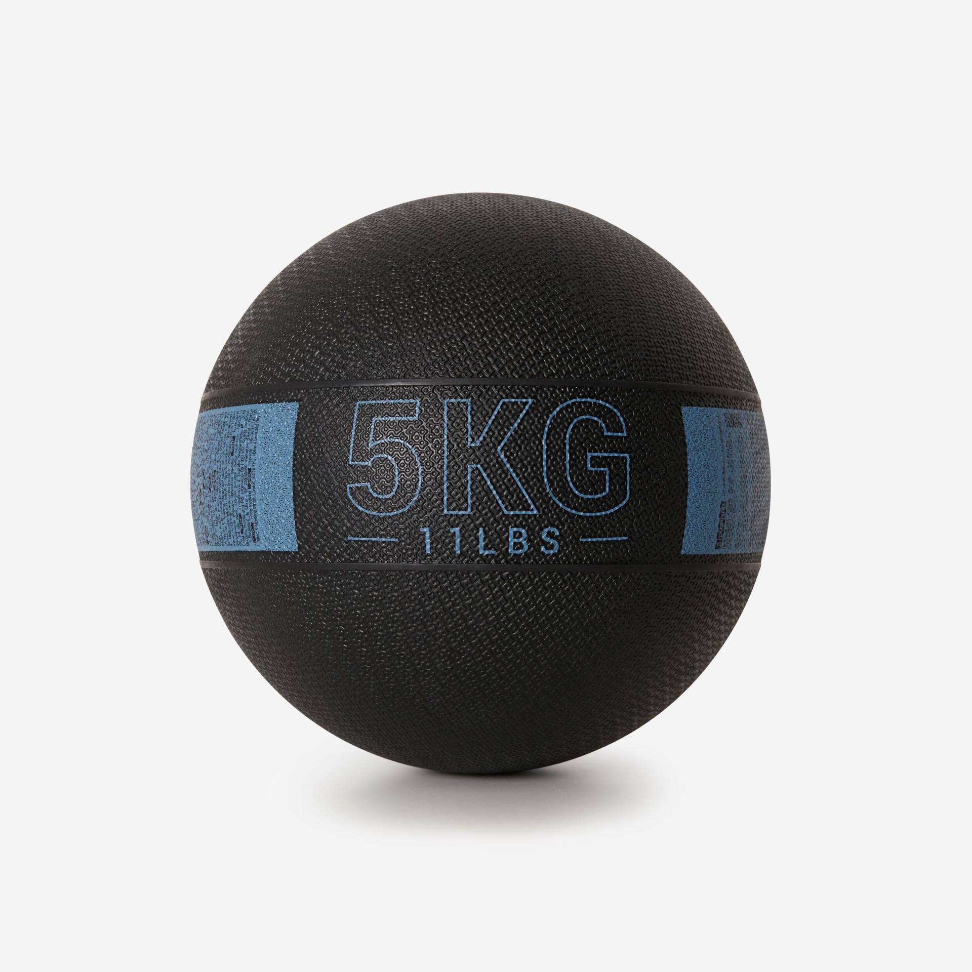 Medizinball 5 kg Gummi - schwarz/blau von Domyos