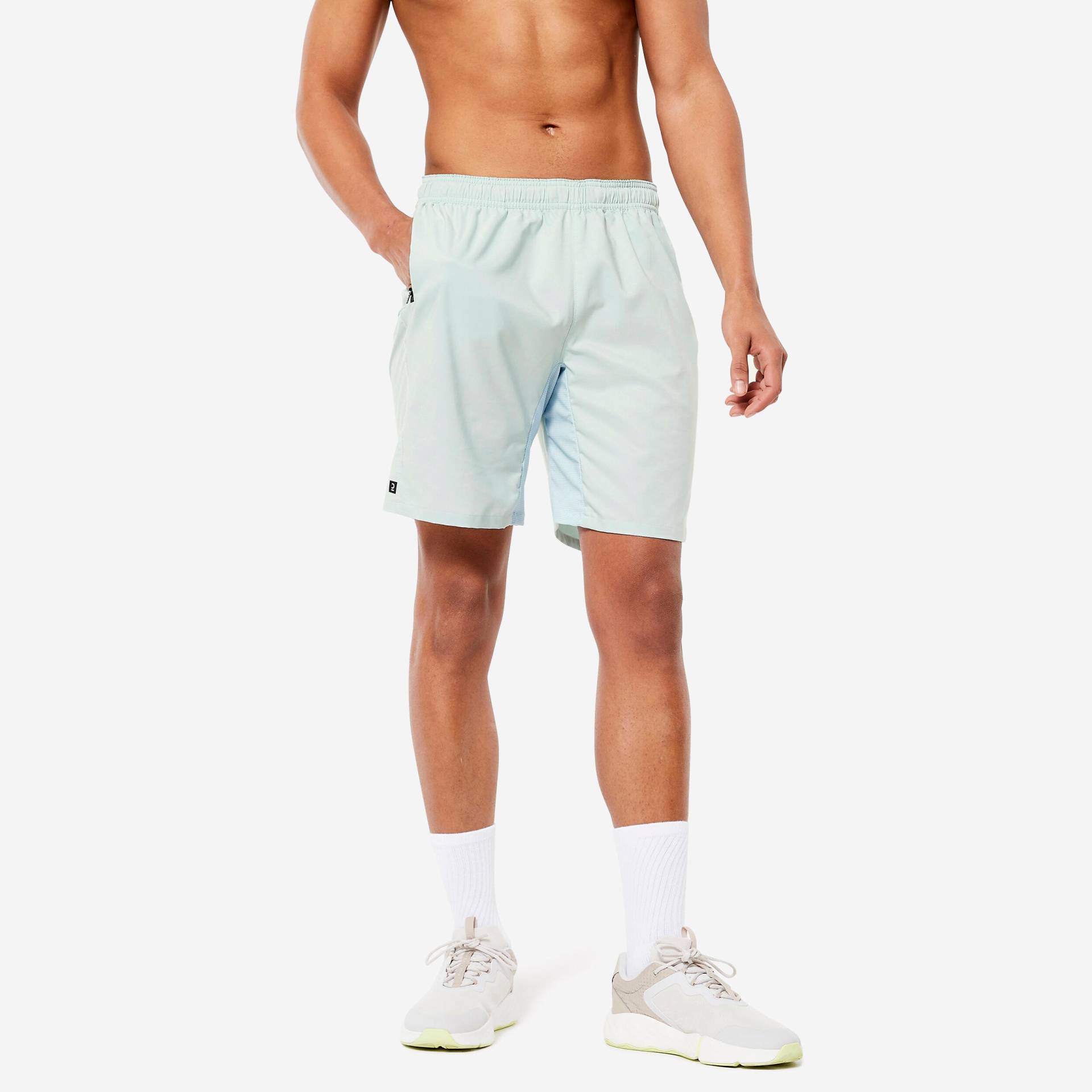 Shorts Herren Reissverschlusstaschen - Essential grün von Domyos