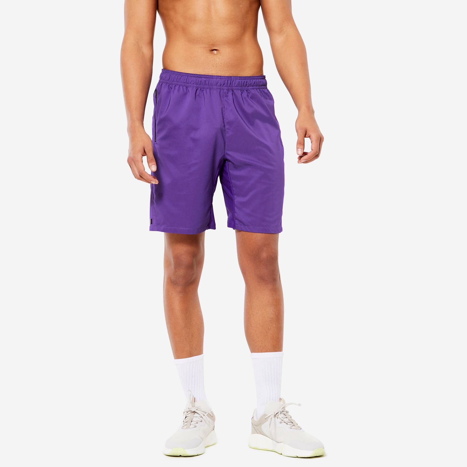 Shorts Herren Reissverschlusstaschen - Essential violett von Domyos