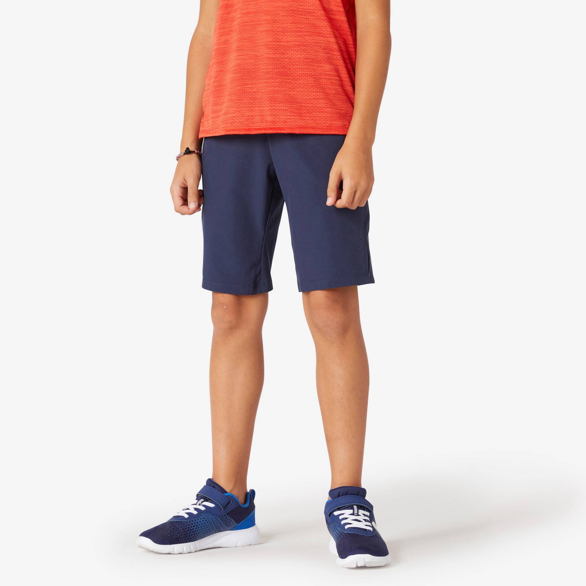 Shorts Synthetik atmungsaktiv W500 Kinder marineblau von Domyos