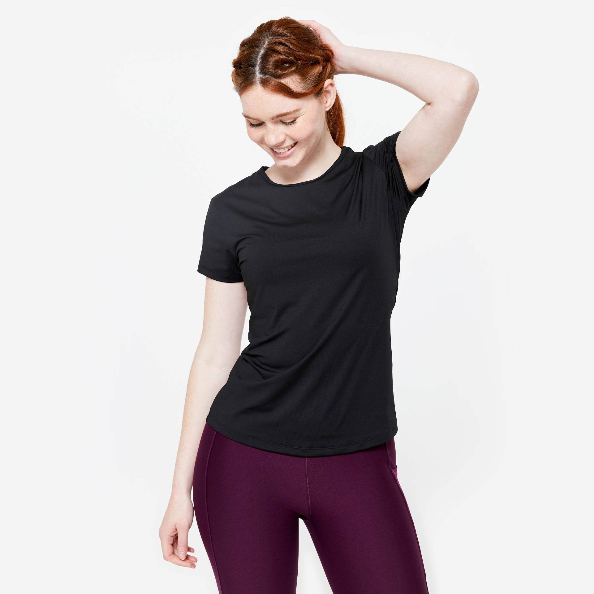 T-Shirt Damen - 100 schwarz von Domyos