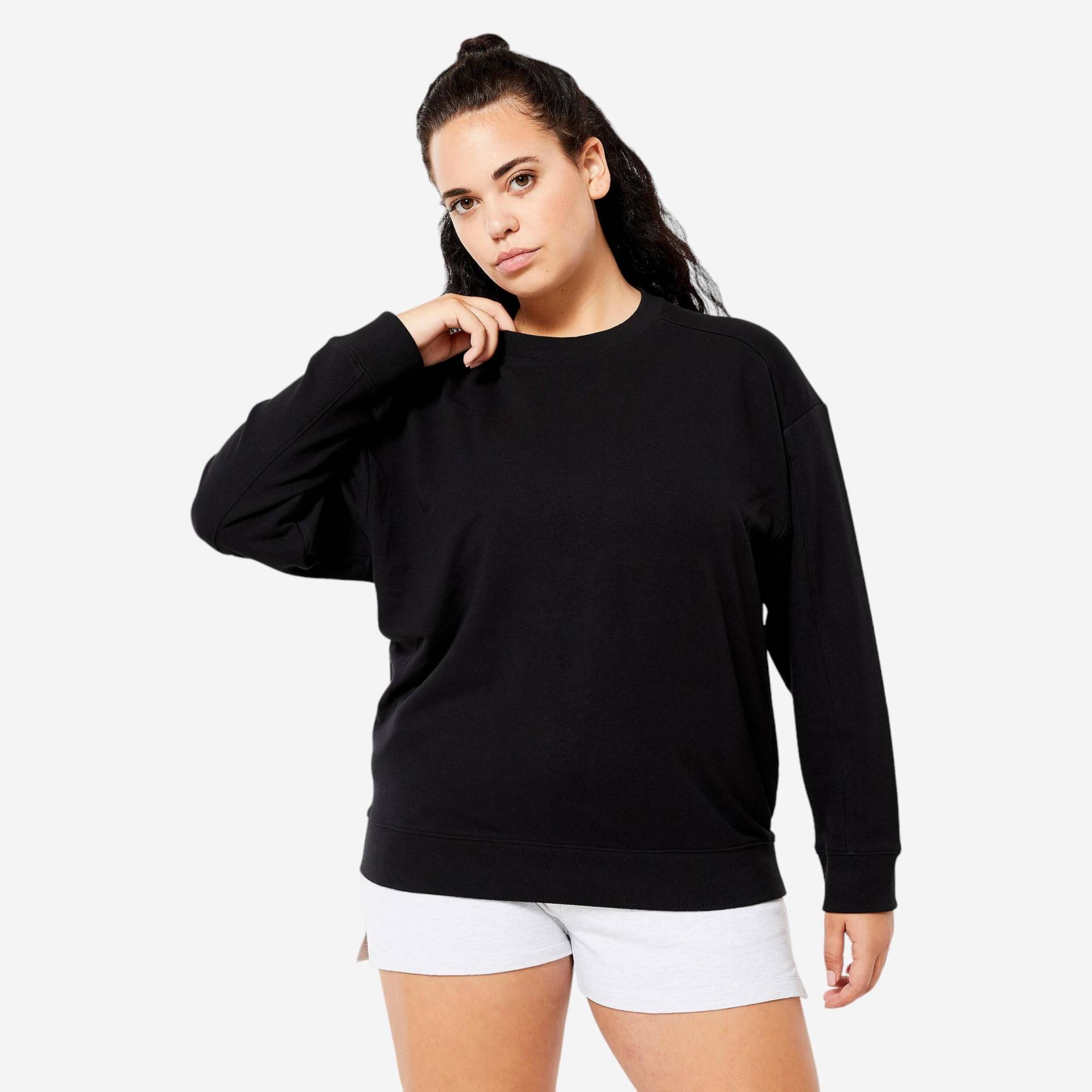 Sweatshirt Damen Oversize - schwarz von Domyos