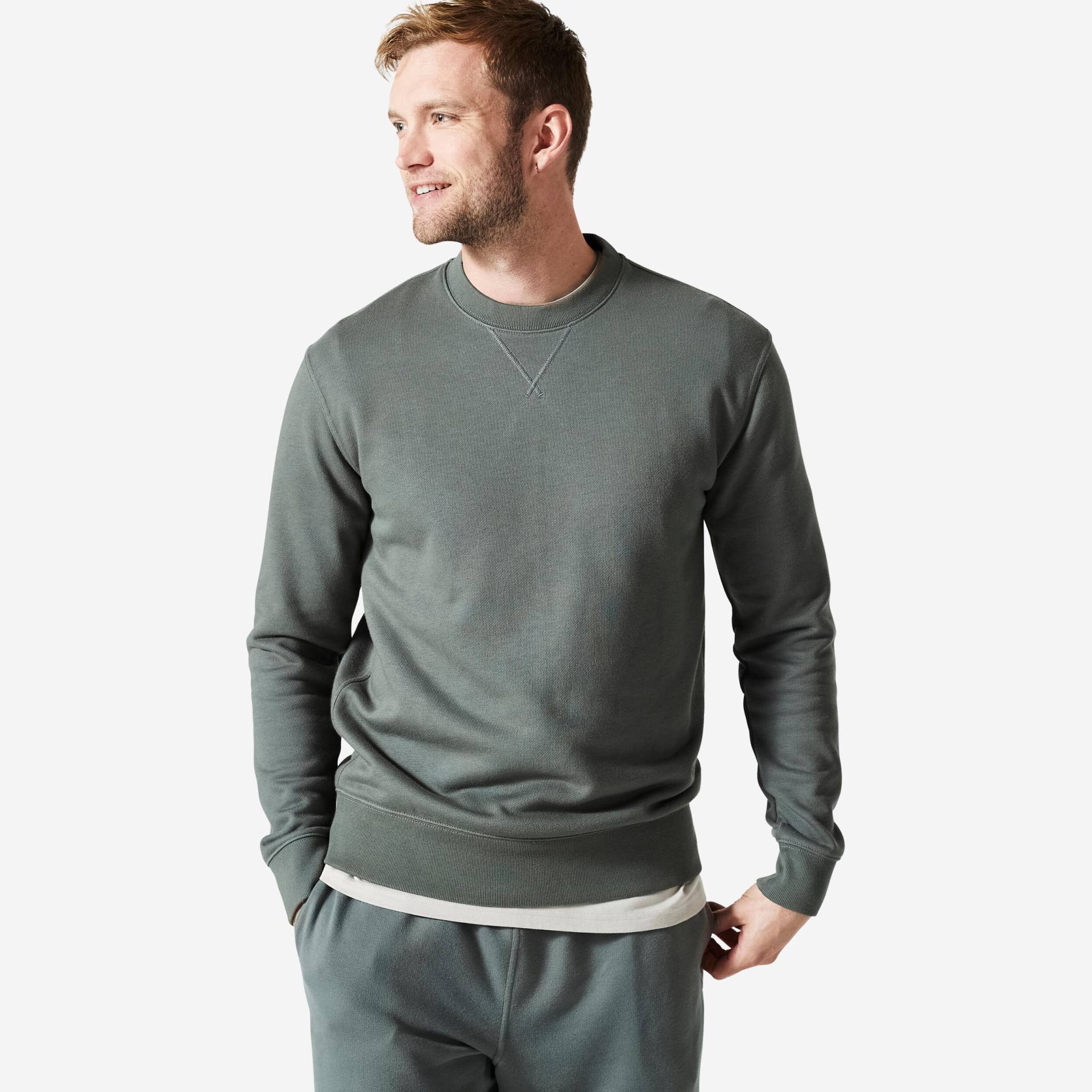 Sweatshirt Herren Crew - Essentials 500 khaki von Domyos