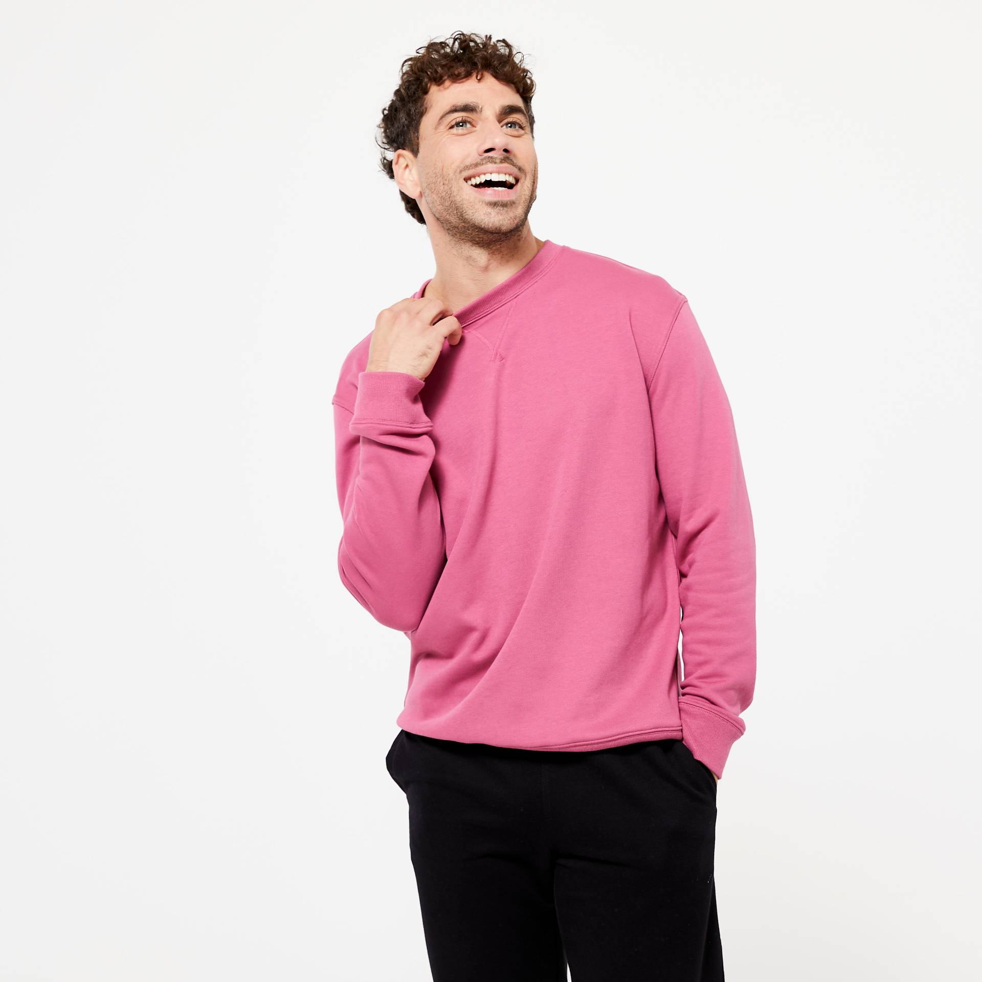 Sweatshirt Herren Crew - Essentials 500 rosa von Domyos