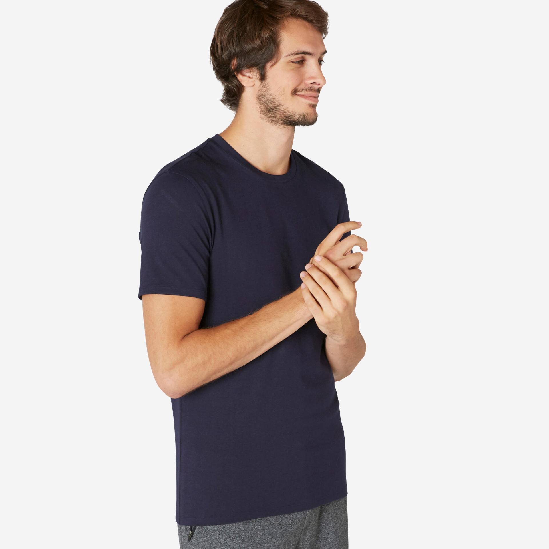 T-Shirt Herren Slim - 500 dunkelblau von Domyos