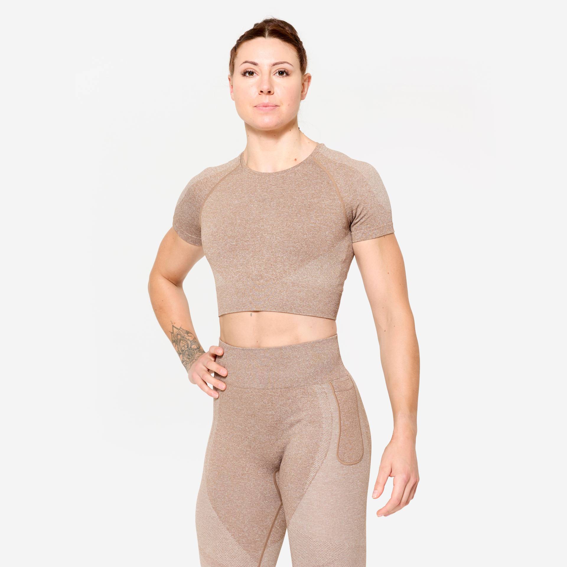 T-Shirt Crop Top nahtloses Material - braun von Domyos