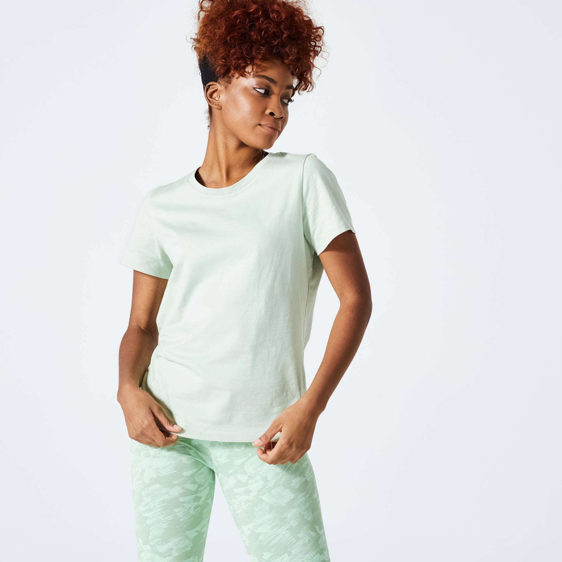 T-shirt Damen - 500 Essentials hellgrün von Domyos
