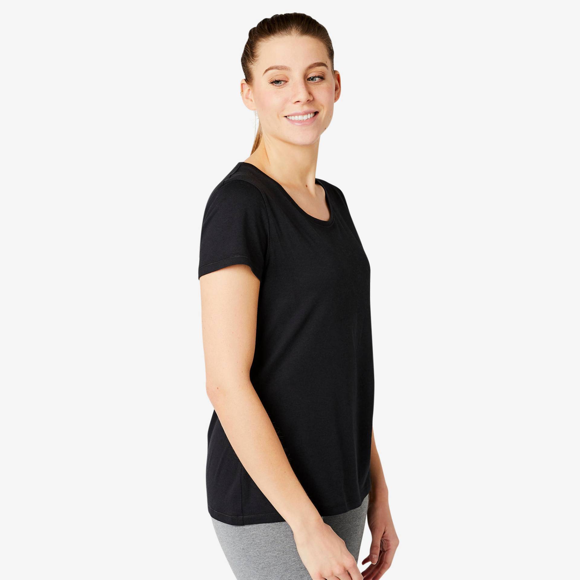 T-Shirt Damen Regular - 500 schwarz von Domyos