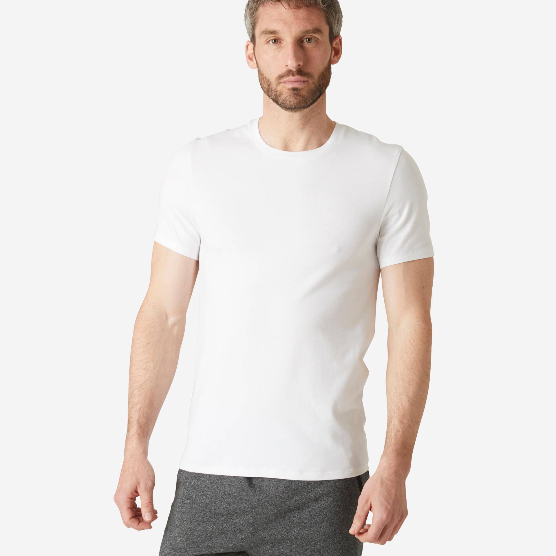 T-Shirt Herren Slim - 500 weiss von Domyos