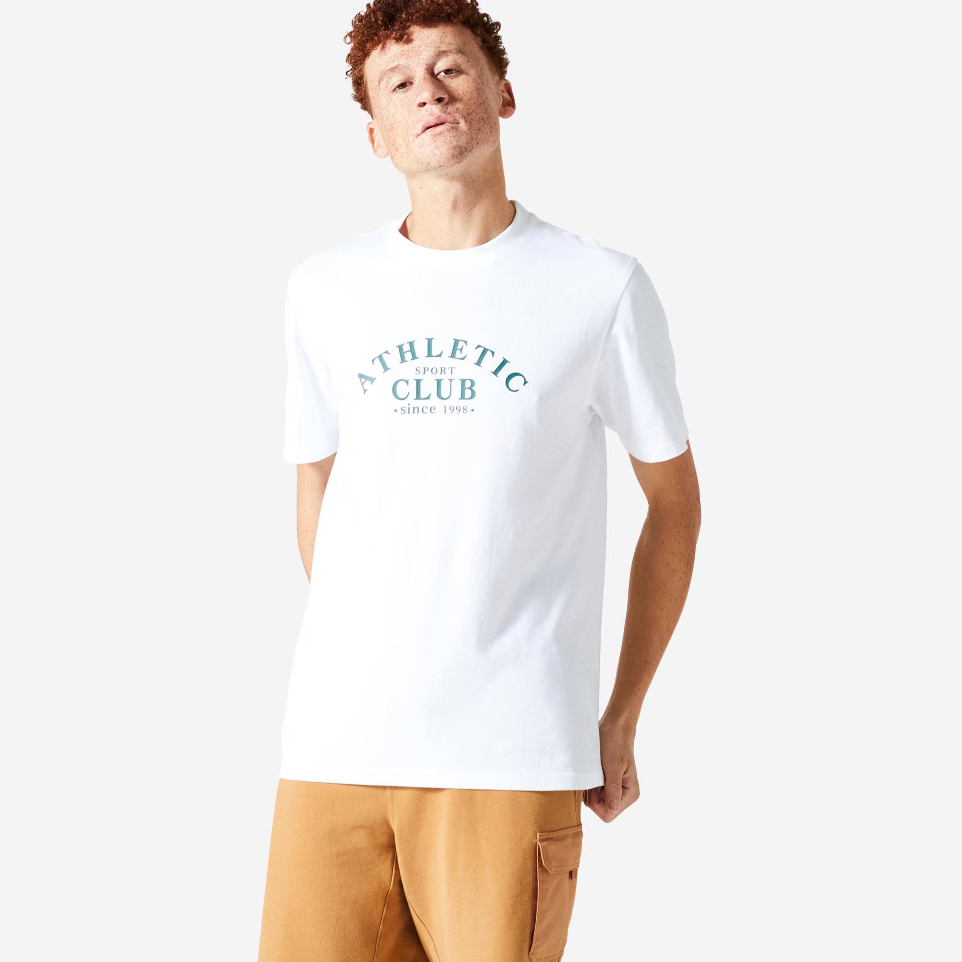 T-Shirt Herren - Essentials 500 bedruckt weiss von Domyos