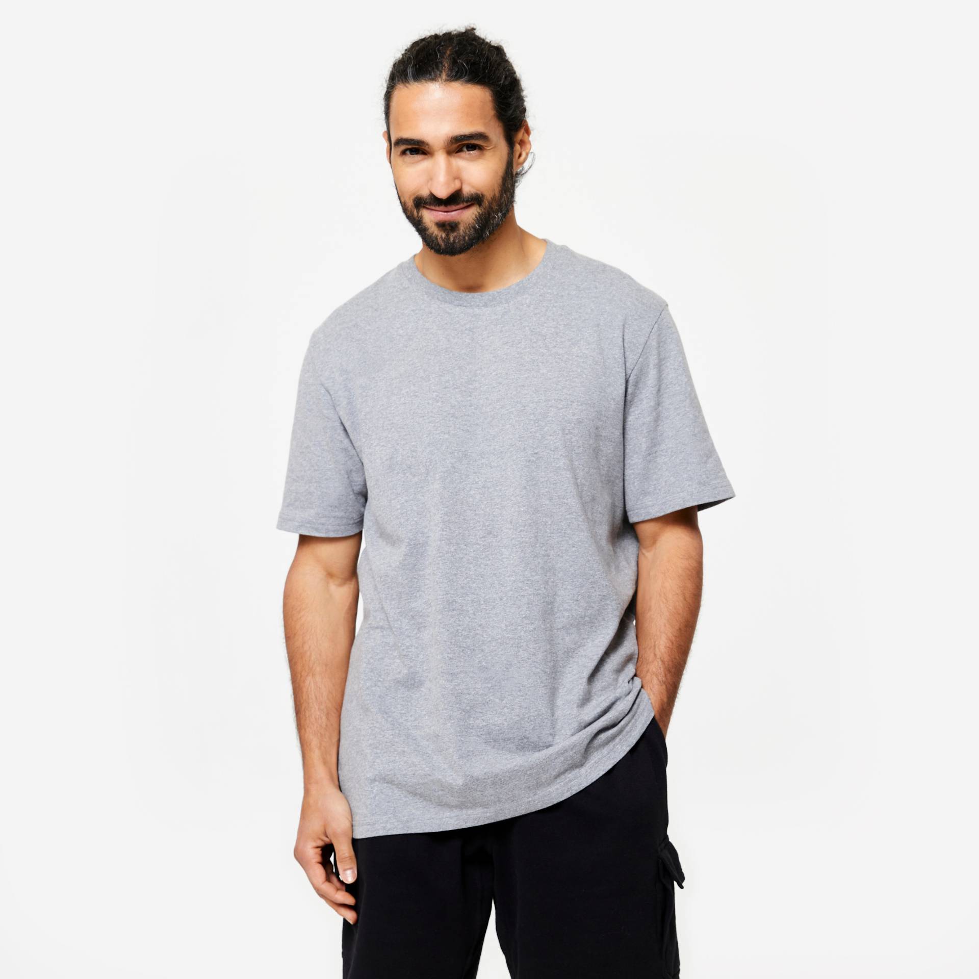 T-Shirt Herren - Essentials 500 hellgrau von Domyos