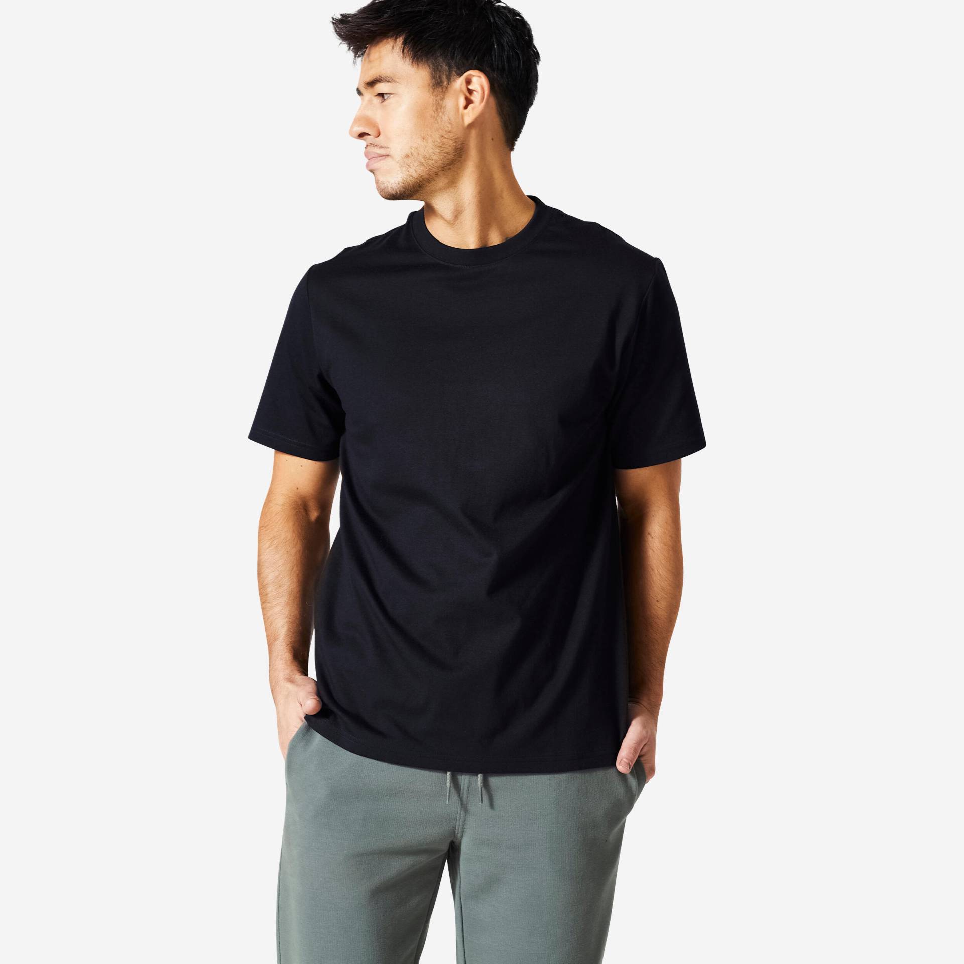 T-Shirt Herren - 500 Essentials schwarz von Domyos
