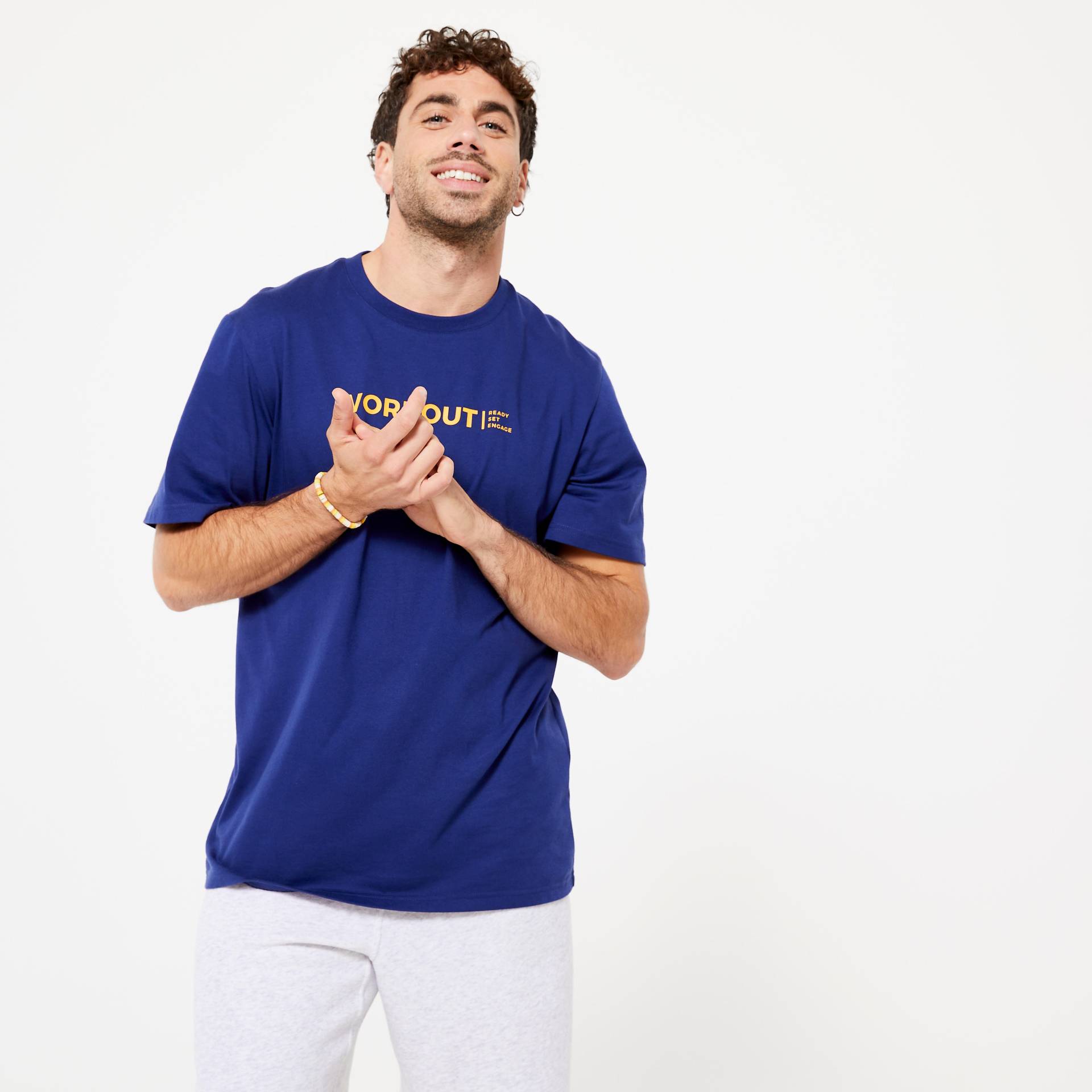 T-Shirt Herren - Essentials 500 bedruckt blau von Domyos