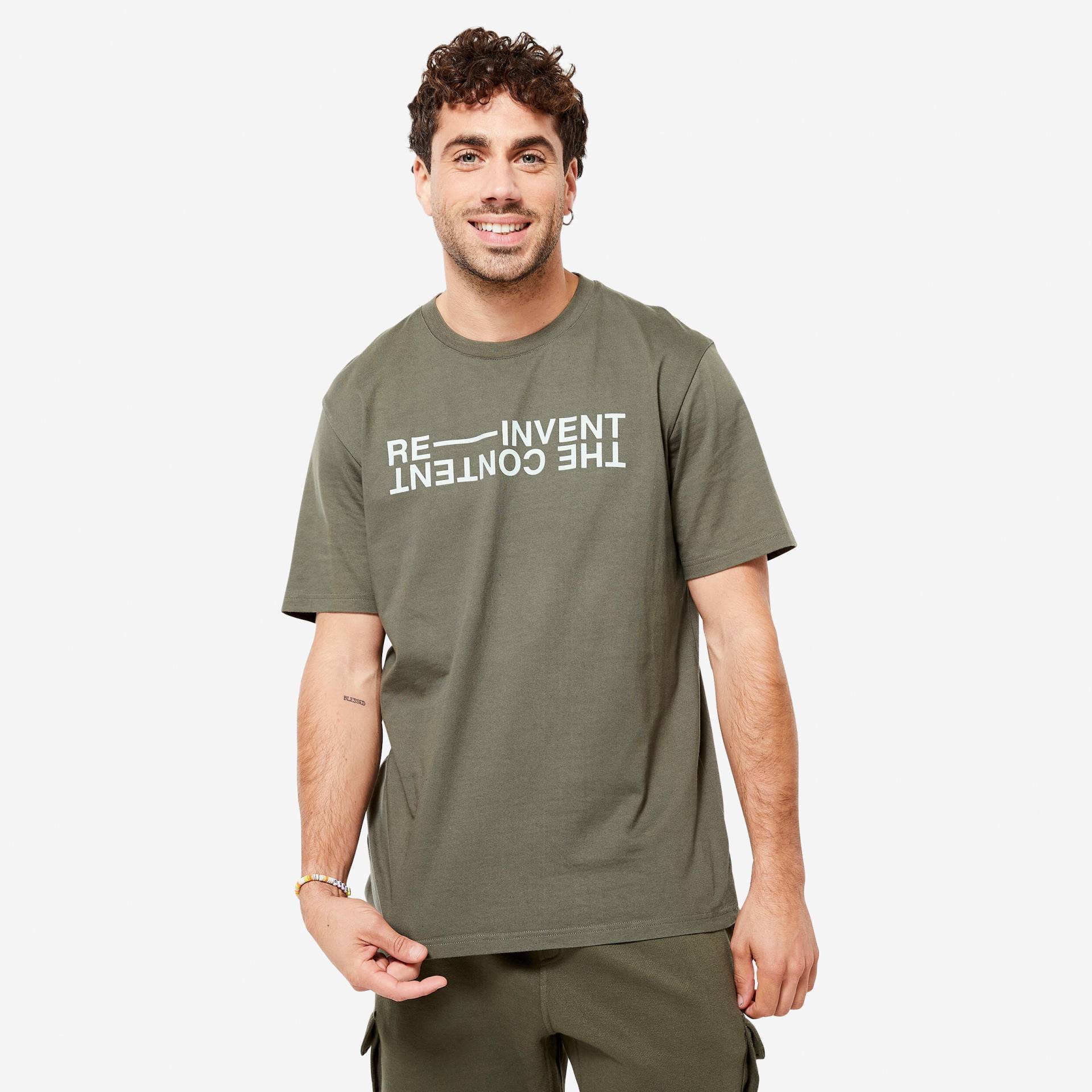 T-Shirt Herren - Essentials 500 bedruckt khaki von Domyos
