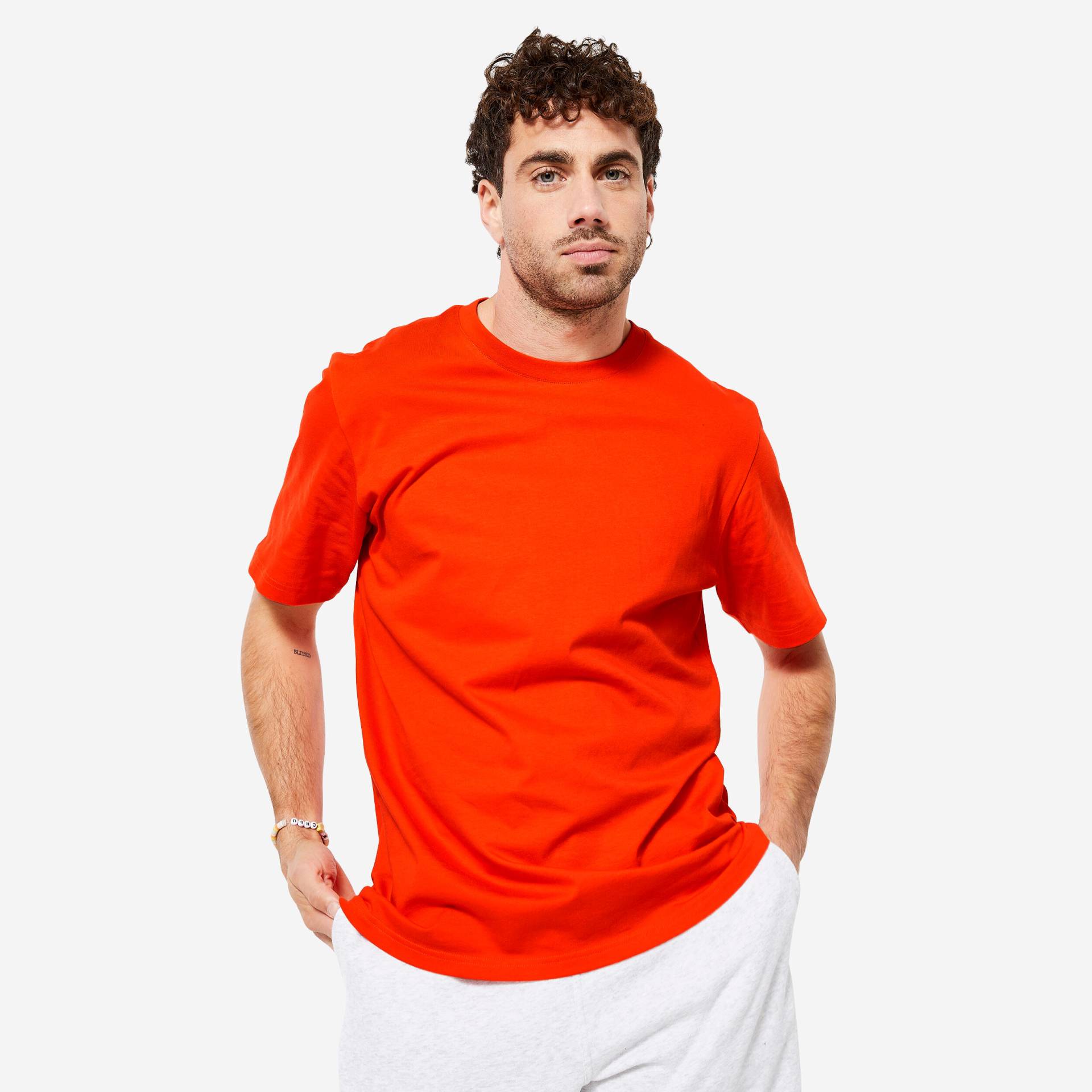 T-Shirt Herren - Essentials 500 bedruckt rot von Domyos