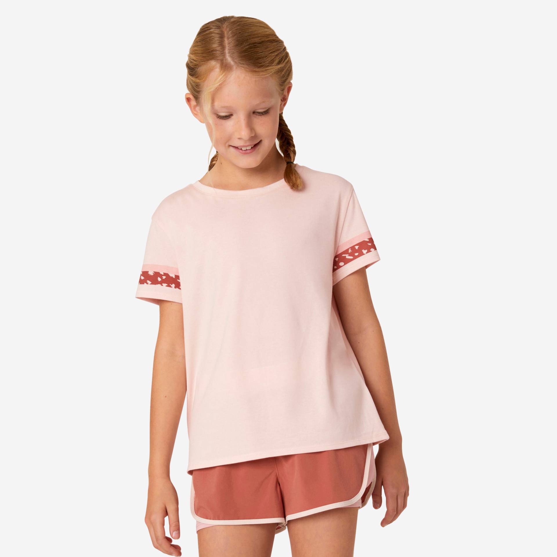 T-Shirt Kinder Mädchen Baumwolle - 500 rosa von Domyos