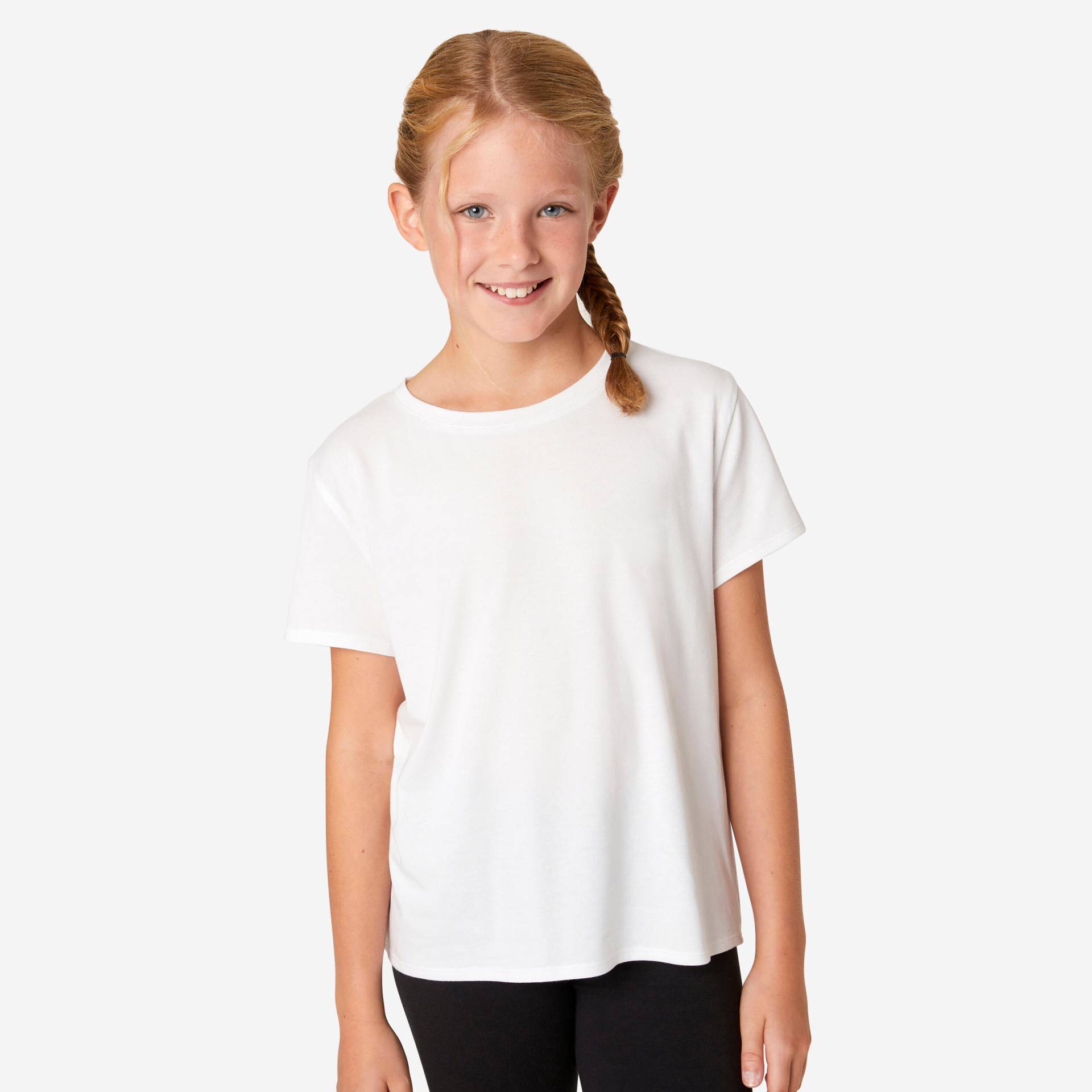 T-Shirt Kinder Mädchen Baumwolle - weiss von Domyos