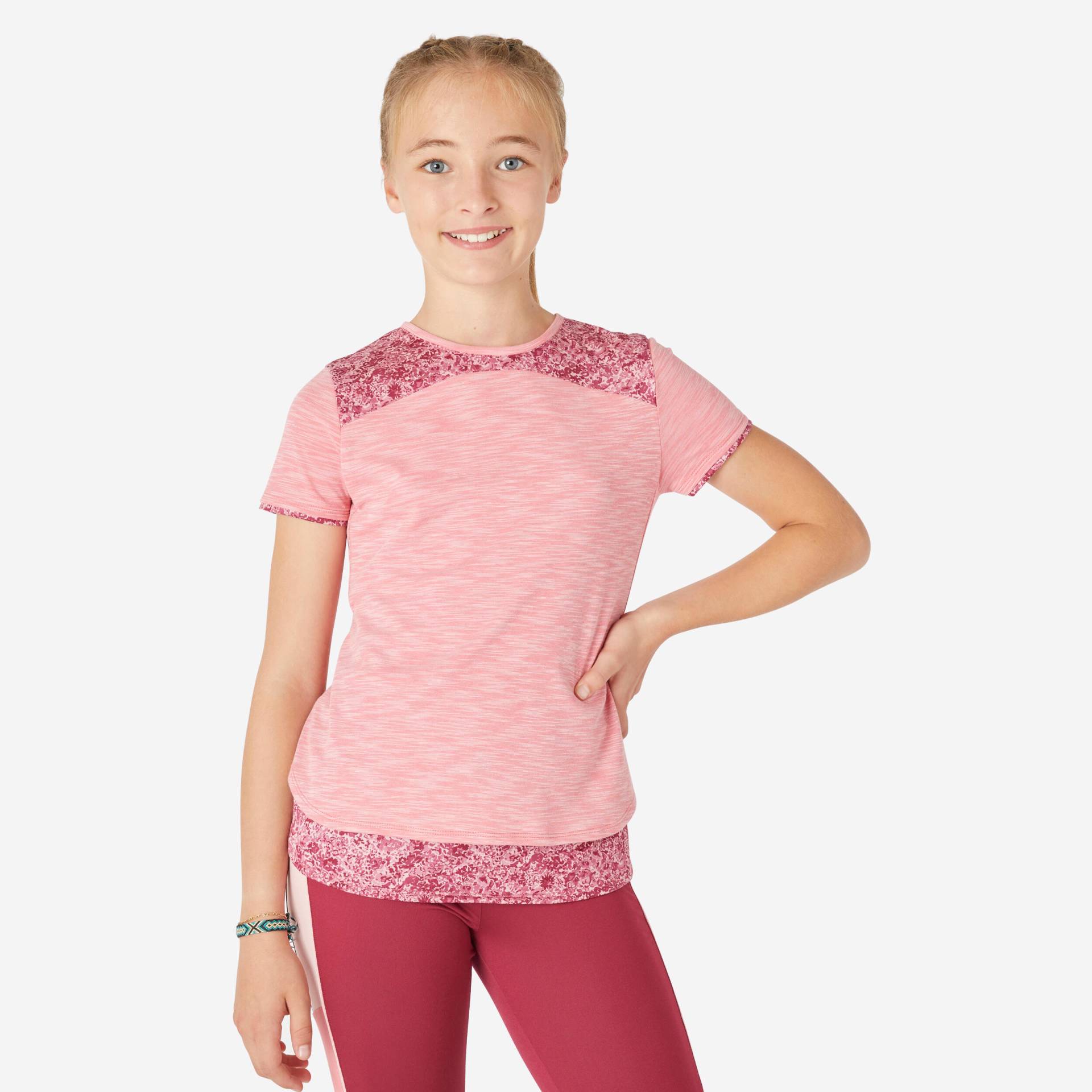 T-Shirt 2-in-1 Mädchen - rosa bedruckt von Domyos