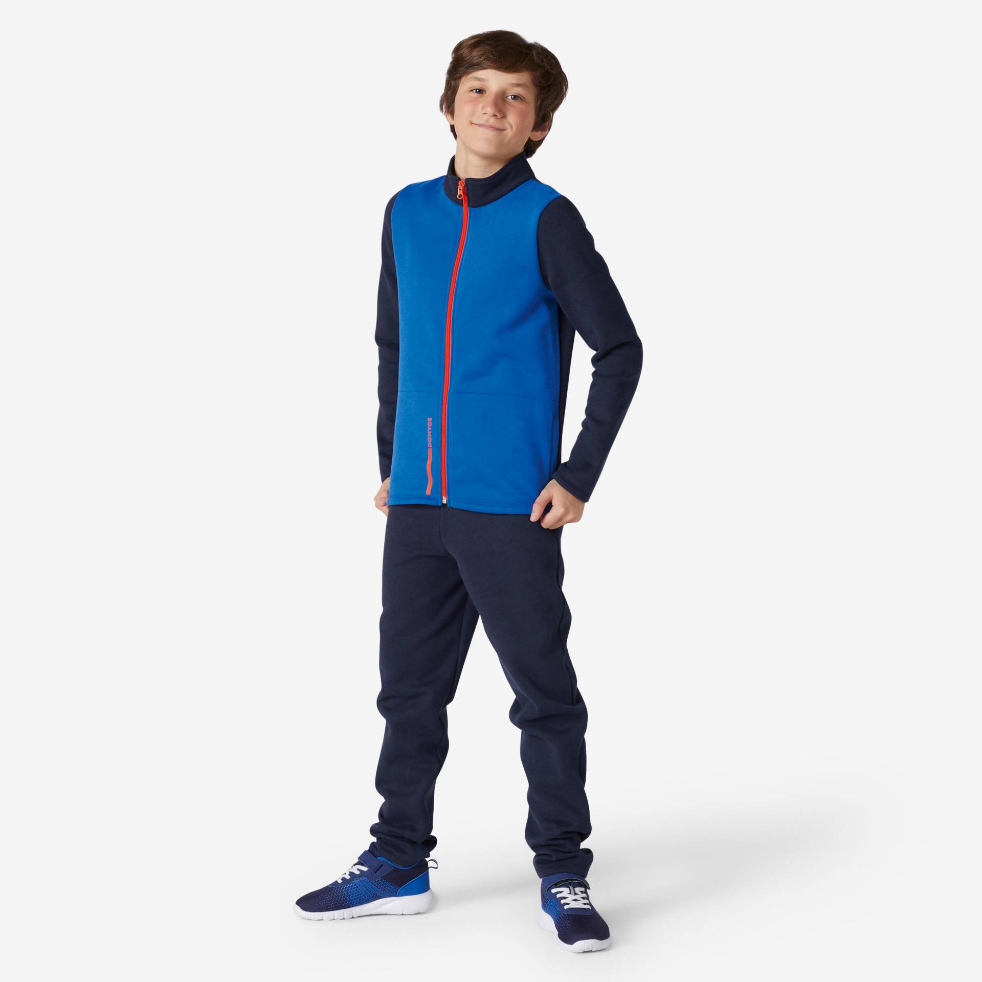 Trainingsanzug Kinder warm - Warmy Zip blau von Domyos