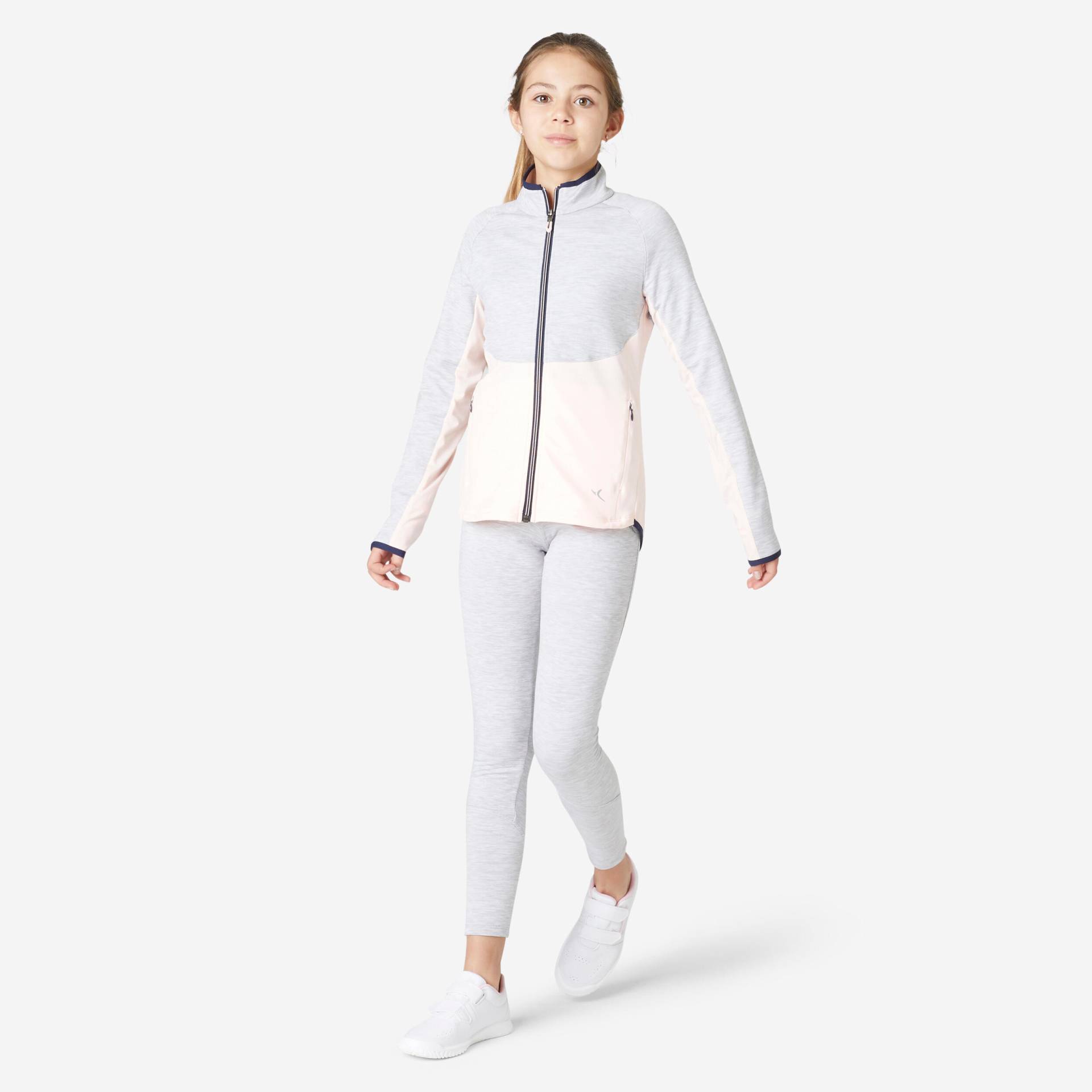 Trainingsanzug Kinder atmungsaktiv - S500 grau/rosa von Domyos