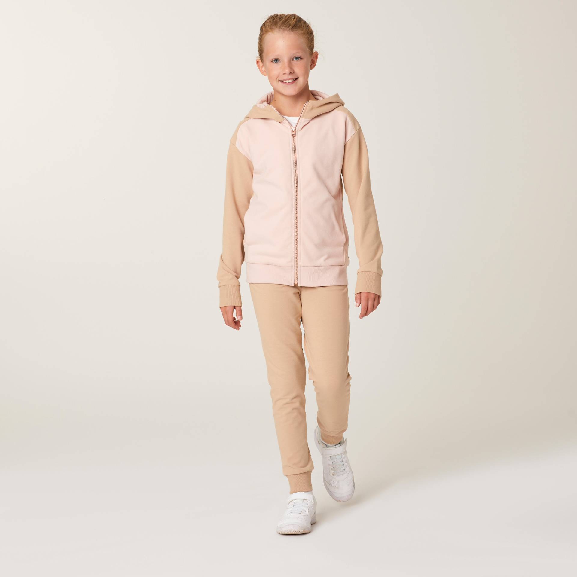 Trainingsanzug warm Kinder - 500 rosa/beige von Domyos