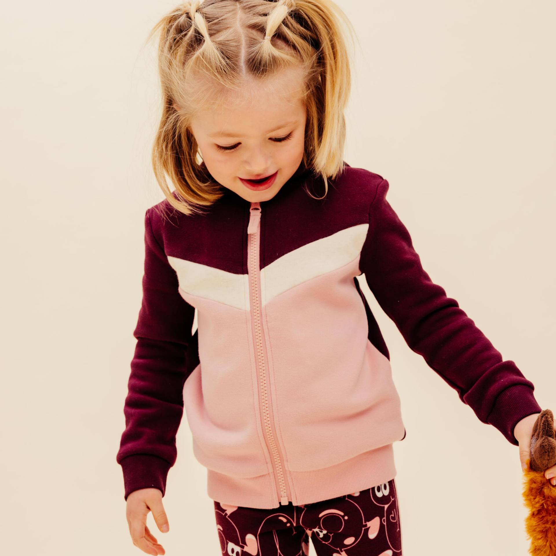 Trainingsjacke Babys/Kleinkinder Basic - bordeaux/rosa von Domyos