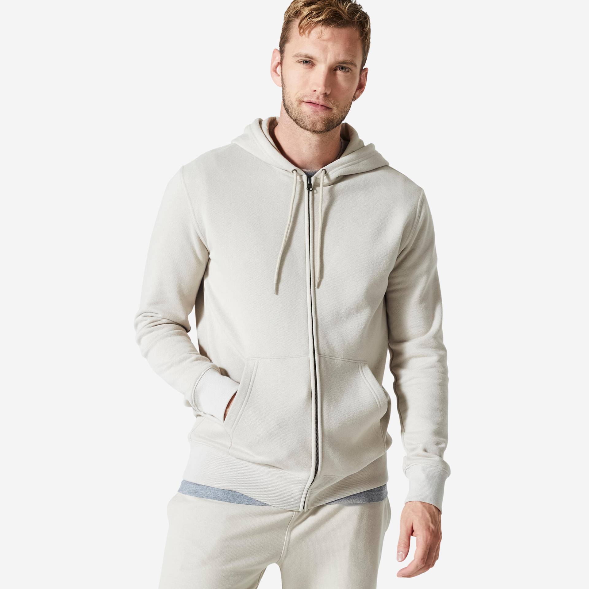 Kapuzenjacke Herren Reissverschluss - Essentials 500 beige von Domyos