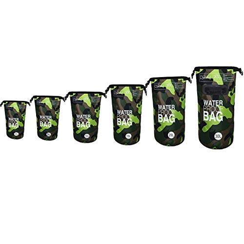 DonDon Dry Bag wasserdichte Tasche 2l, 5l, 10l, 15l, 20l, 30l Pack-Sack Beutel mit Schultergurt - Camouflage 15 Liter von DonDon