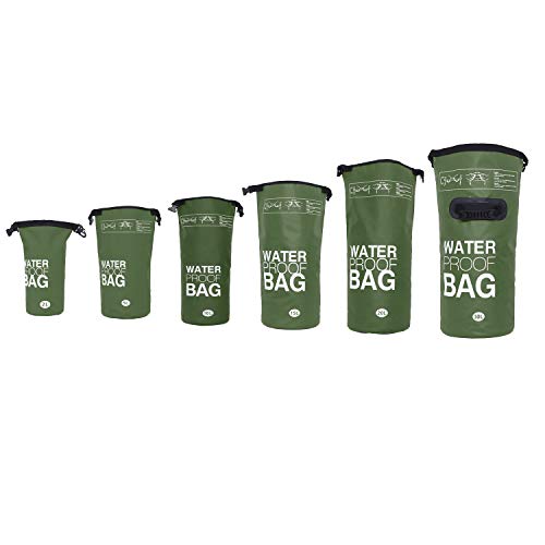 DonDon Dry Bag wasserdichte Tasche 2l, 5l, 10l, 15l, 20l, 30l Pack-Sack Beutel mit Schultergurt - Oliv 15 Liter von DonDon