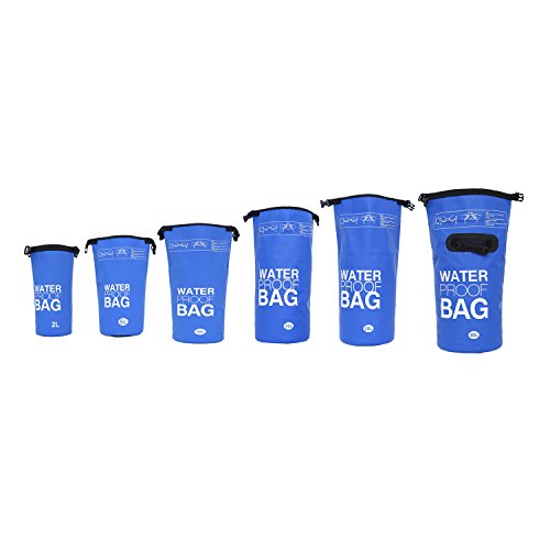 DonDon Dry Bag wasserdichte Tasche 2l, 5l, 10l, 15l, 20l, 30l Pack-Sack Beutel mit Schultergurt - blau 10 Liter von DonDon