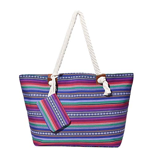 DonDon Badetasche XXL Familie Strandtasche Damen mit Reißverschluss Beach bag groß - Hippie Life von DonDon