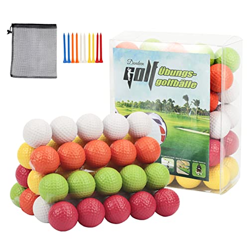 Dondeen 50 Stück Golf-Übungsbälle aus Schaumstoff – Realistisches Gefühl Golfbälle Trainingsbälle mit Golftraining Hilfsmittel für Kinder Erwachsene und Anfänger (Mehrfarbig, 4.2cm) von Dondeen