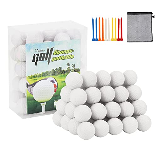 Dondeen 50 Stück Golf-Übungsbälle aus Schaumstoff – Realistisches Gefühl Golfbälle Trainingsbälle mit Golftraining Hilfsmittel für Kinder Erwachsene und Anfänger (Weiß, 4.2cm) von Dondeen