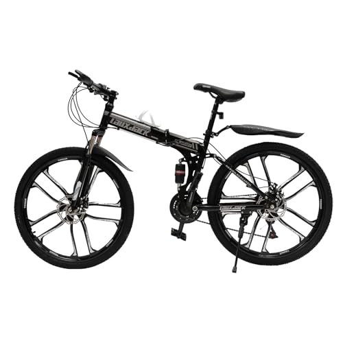 Donened Tragbar Klappbar Mountainbike 26 Zoll, 21-Gang Fahrrad Faltbares Design Folding Mountain Bikes mit Doppelscheibenbremsen Offroad-Fahrrad für Mädchen Jungen (Schwarz2) von Donened