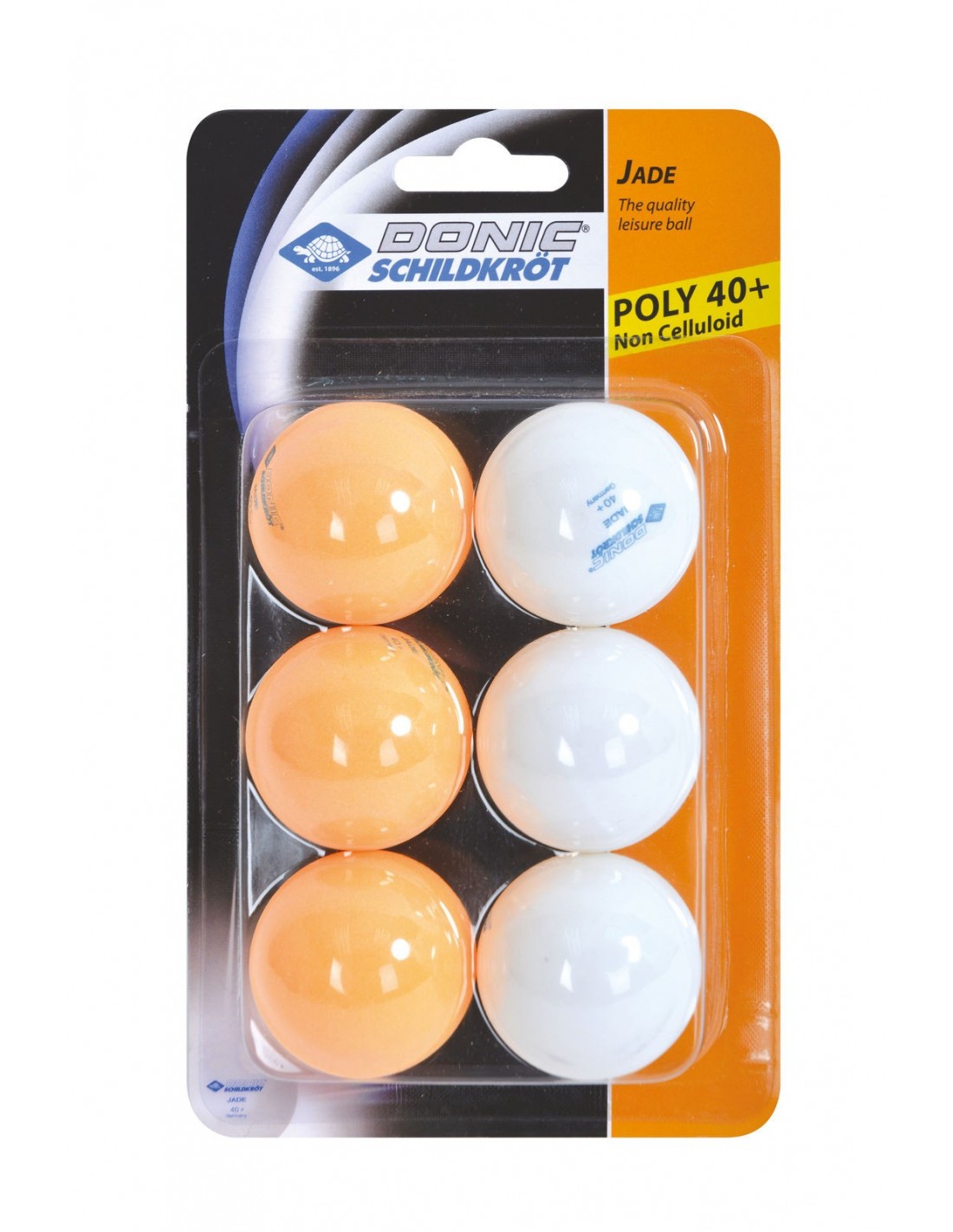 Donic-Schildkröt Tischtennisball Jade, Poly 40+ Qualität, 6 Stk. im Blister, 3x Weiß / 3x Orange von Donic Schidkröt Accessoires