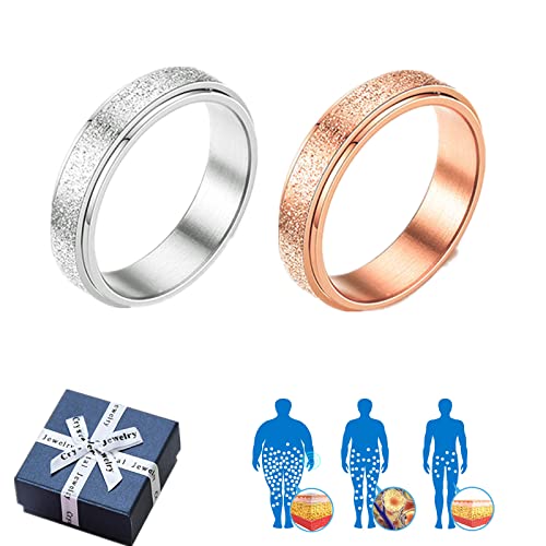 Donubiiu Frostaly Potassium Ion Spinning Ring, Frostaly Potassiumion Spinning Ring, Anxiety Ring Fidget Ring for Anxiety, Colorful Stainless Steel Spinner Rings for Men Women (10,Rose Gold+Silver) von Donubiiu