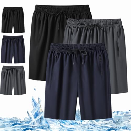 Unisex Super-Stretch-Schnelltrocknende Shorts,Men's Plus Size Ice Silk Stretch Shorts,Mesh Fahrradhose Schnelltrocknende Shorts (3Pcs,6XL) von Donubiiu